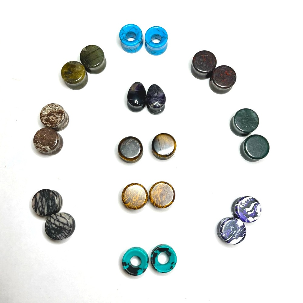 Mixed Stone Plug Lot 1/2"